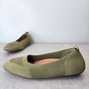 Fitflop Ballet Flats 11 Dark Green Knit Stretchy Comfort Ballerina Slip On Shoes